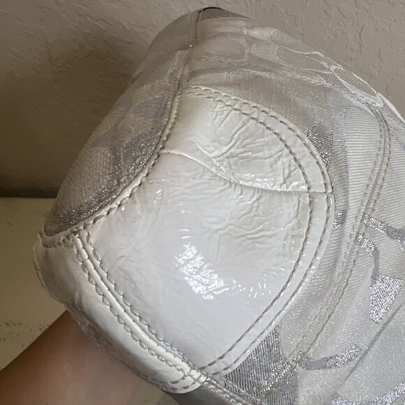 COACH (2008) GRAY WHITE Silver Patchwork Shoulder Hobo BAG 13496 - Picture 5 of 11